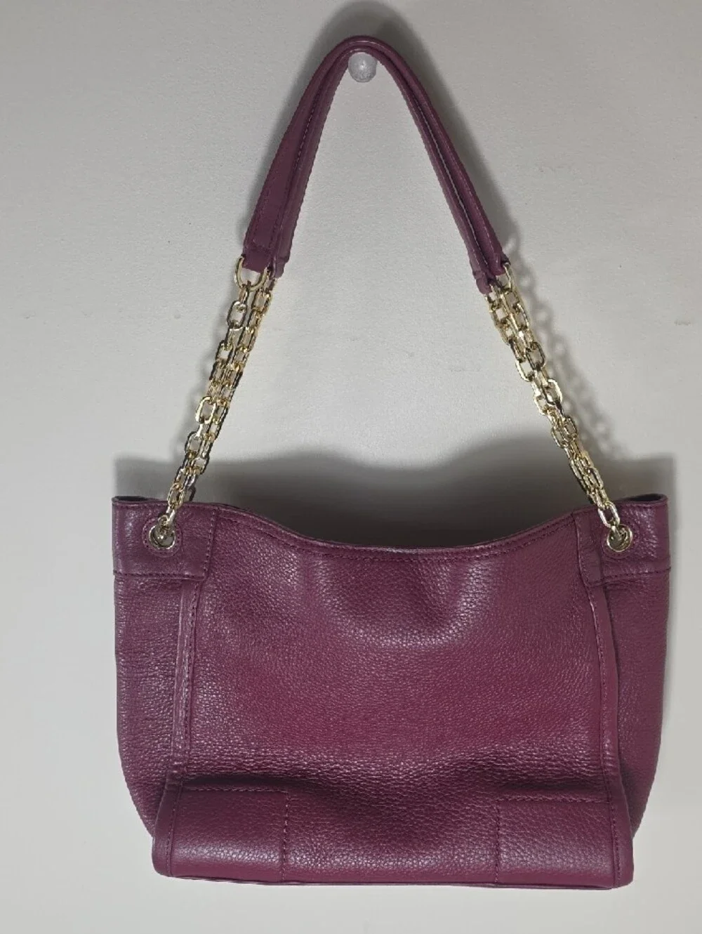 Tory Burch Burgundy Leather Chain-Handle Tote